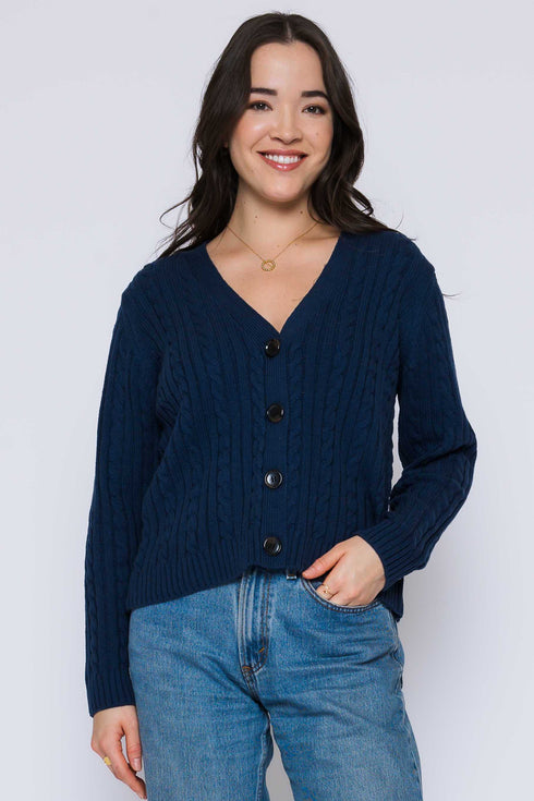 Lana-Cable Knit Cardigan